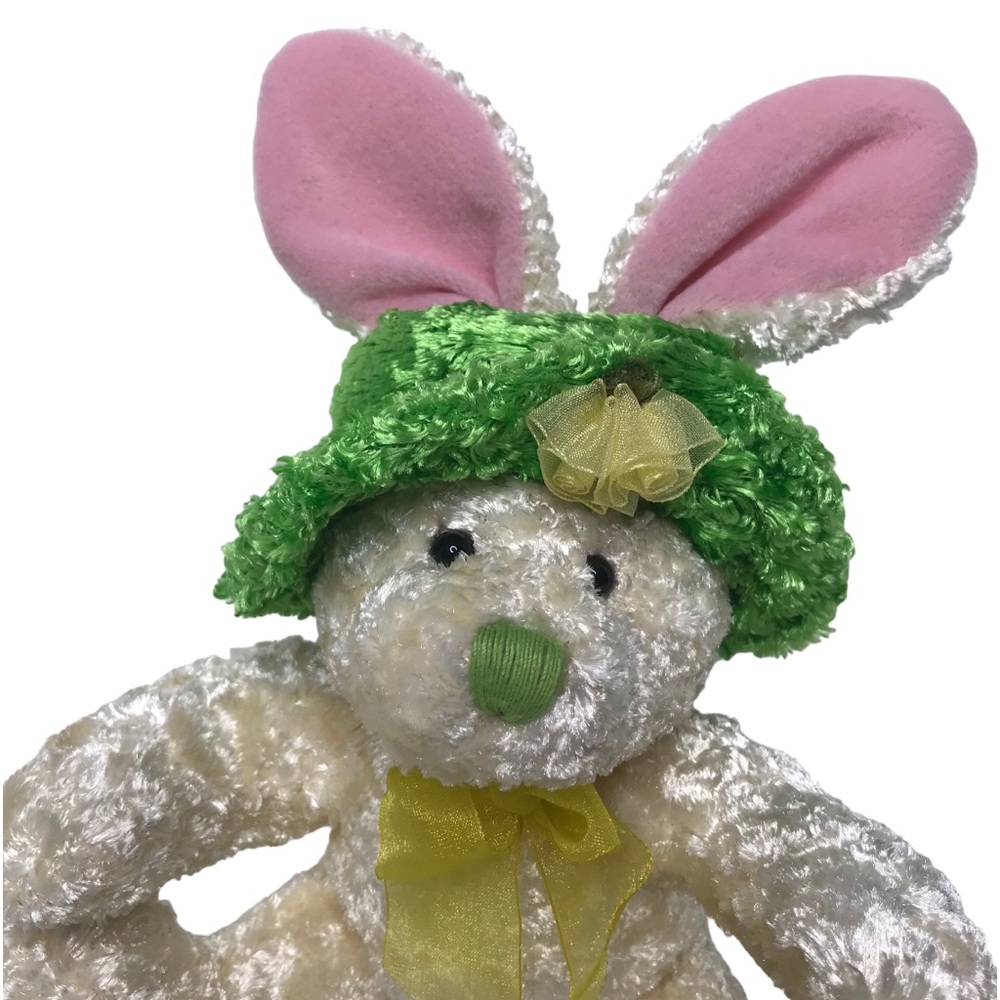 Vintage DanDee Easter Bunny Rabbit Plush Ears Bonnet Hat Silky Stuffed Animal